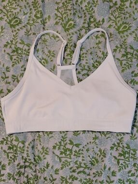 PINK Victoria's Secret White Racerback Sports Bralette